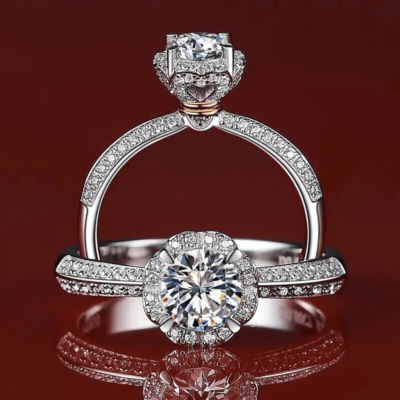 Bague Solitaire pavé Éclat d'Aphrodite Argent Sterling 925 - Diamant Moissanite 1 Carat 💎