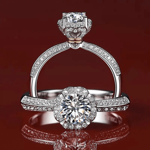 Bague Solitaire pavé Éclat d'Aphrodite Argent Sterling 925 - Diamant Moissanite 1 Carat 💎