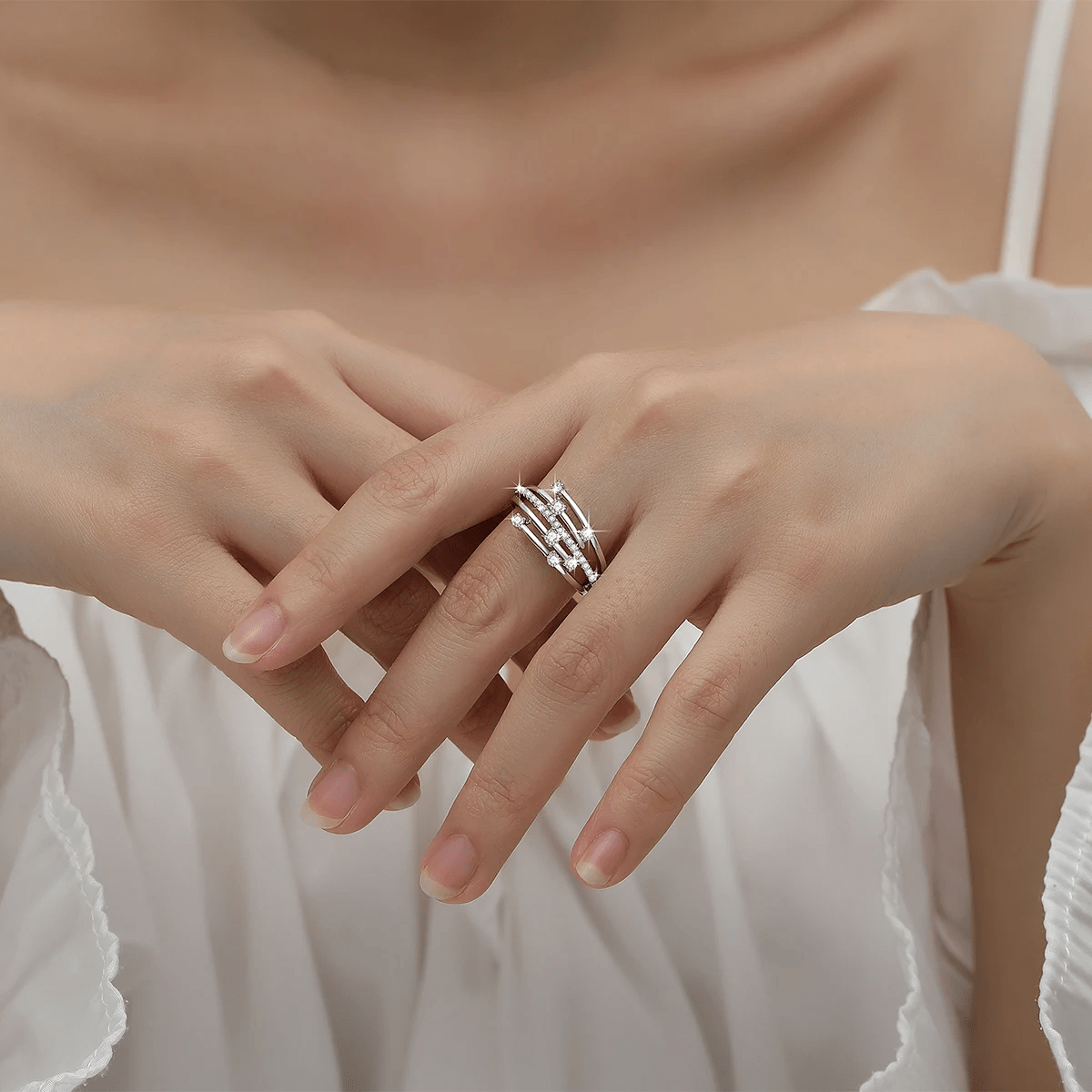 LORIELE - Bague Lumière Intertissée en Argent Sterling 925 - Diamant Moissanite 1 Carat 💎