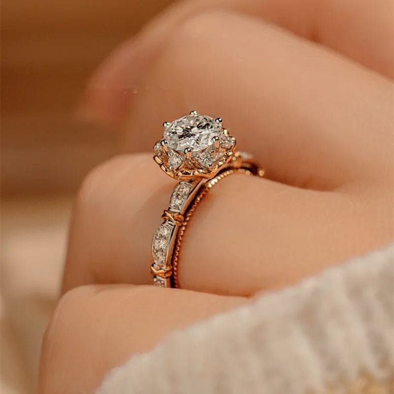 Bague Solitaire Dahlia en Argent Sterling 925 - Diamant Moissanite 1 Carat 💎