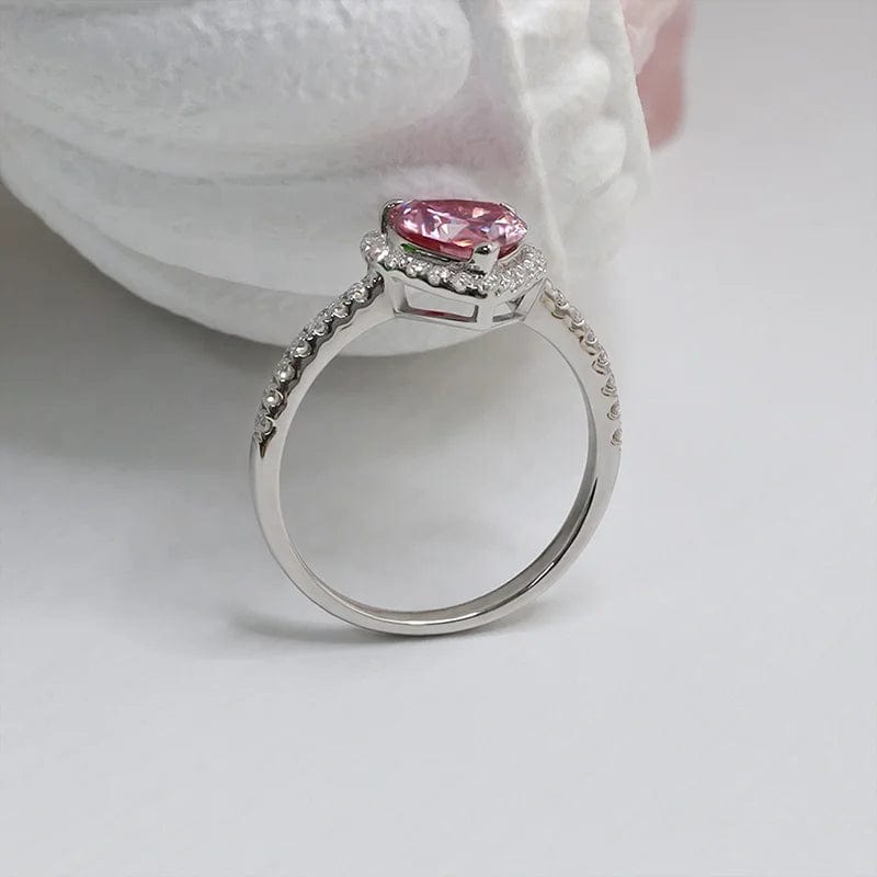 Bague Halo Cœur de Princesse En Argent Sterling 925 - Diamant Moissanite 1 Carat 💎
