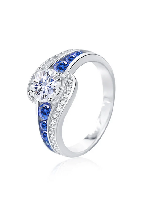 Bague Solitaire Sirène Azur En Argent Sterling 925 - Diamant Moissanite 1 Carat 💎