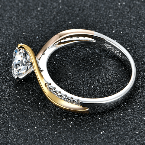 Bague Solitaire Étreinte d'Hélia Argent, Or & Or Rose - Diamant Moissanite 1 Carat 💎