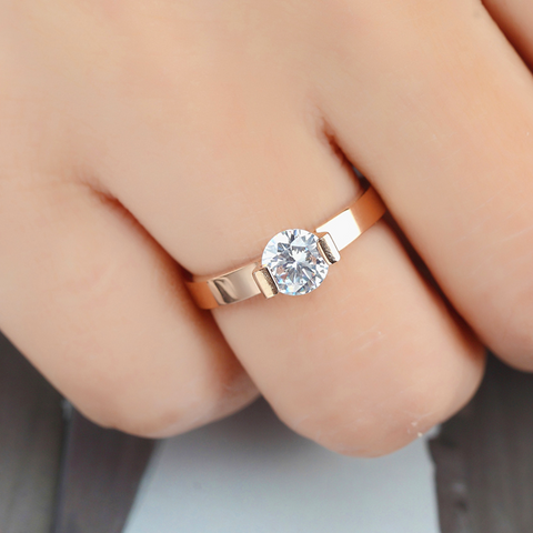 Bague Solitaire Cléo en OR Rose & Argent 925 - Diamant Moissanite 1 Carat 💎