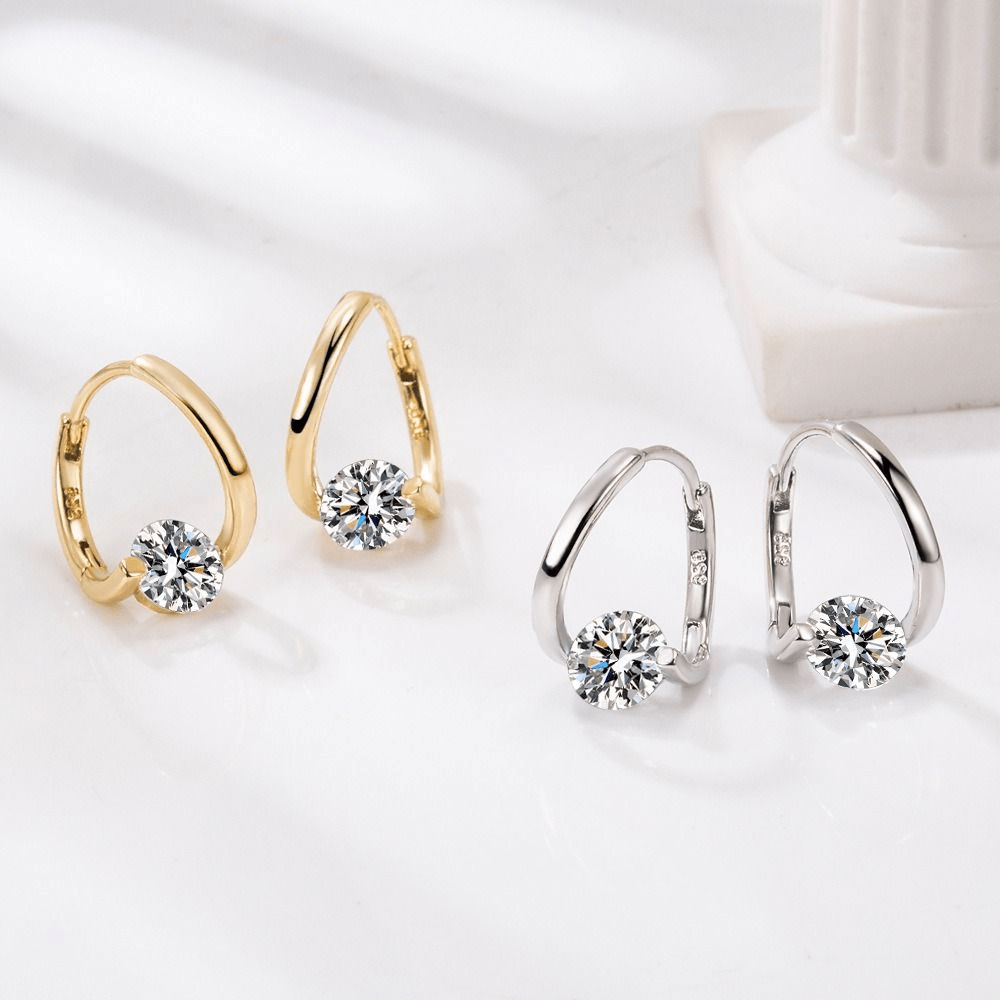 Boucles d'oreilles Chic Xmiral plaqué Or 18 Carats - Diamant 1 Carat 💎