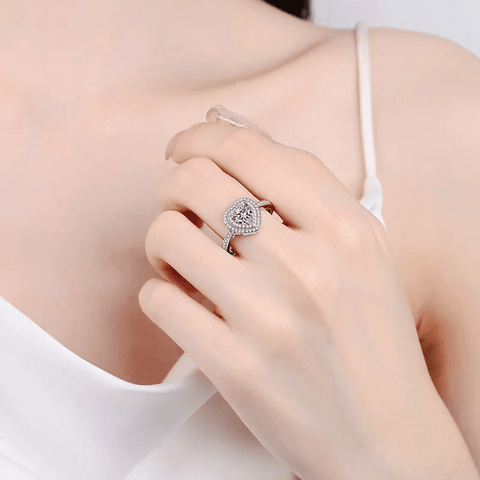 Bague Halo Cœur Promesse En Argent Sterling 925 - Diamant Moissanite 1 Carat 💎