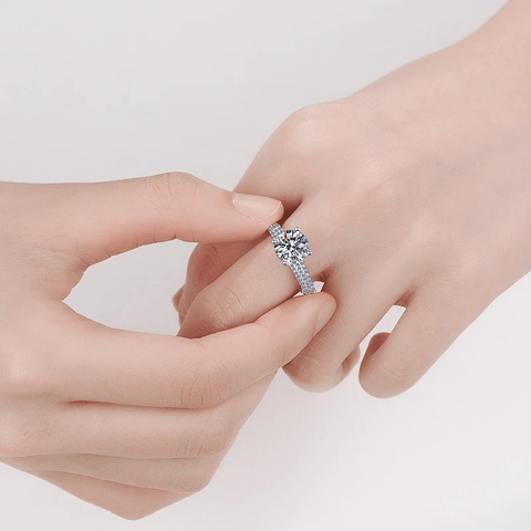 Bague Solitaire Cascade de Diamant  En Argent Sterling 925 - Diamant Moissanite 1 Carat 💎Loriele™