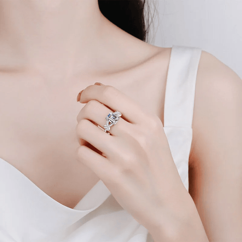 Bague Joyau d’Aqua Marine En Argent Sterling 925 - Diamant Moissanite 1 Carat 💎Loriele™