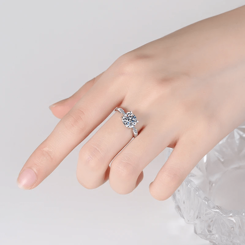 Bague Solitaire  Antares Aurore En Argent Sterling 925 - Diamant Moissanite 1 Carat 💎Loriele™