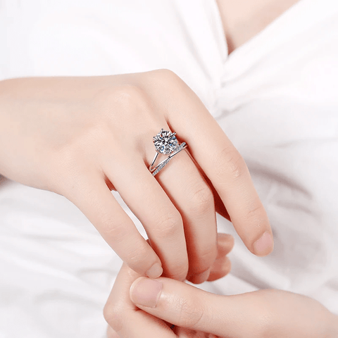 Bague de l'Exil Solitaire En Argent Sterling 925 - Diamant Moissanite 1 Carat 💎Loriele™