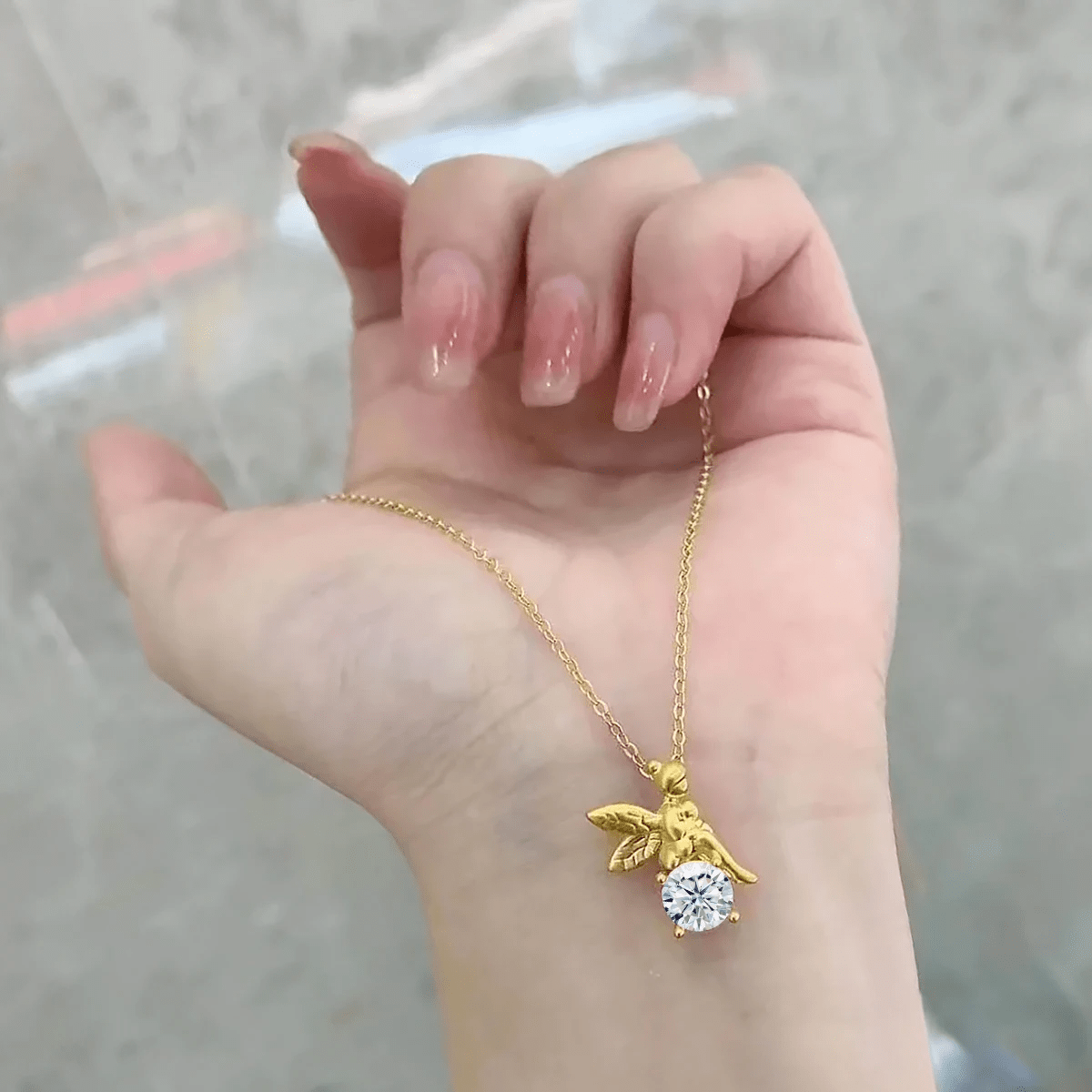 Collier Sylphide Doré 🦋 Plaqué or 18 carats - Diamant Moissanite 2 Carats💎Loriele™