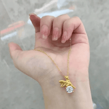 Collier Sylphide Doré 🦋 Plaqué or 18 carats - Diamant Moissanite 2 Carats💎Loriele™
