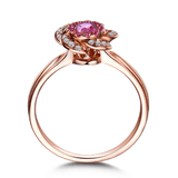 Bague Solitaire Rosa Alba Or Rose 14ct- Diamant Moissanite Rouge 1 Carat 🌹💎