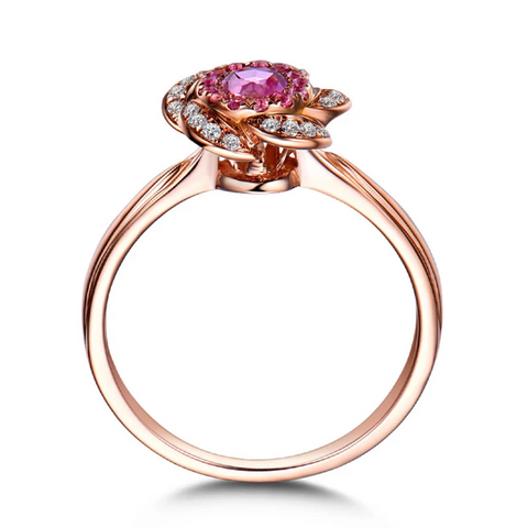 Bague Solitaire Rosa Alba Or Rose 14ct  - Diamant Moissanite Rouge 1 Carat 🌹💎