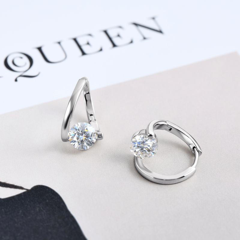 Boucles d'oreilles Chic Xmiral plaqué Or 18 Carats - Diamant 1 Carat 💎