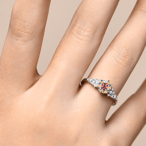 LORIELE - Bague Solitaire Diamant Arc-en-ciel en Argent Sterling 925 - Diamant Moissanite 1 Carat 💎