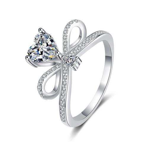 Bague Bow Étreinte d'Amour en Argent Sterling 925 - Diamant Moissanite 1 Carat 💎