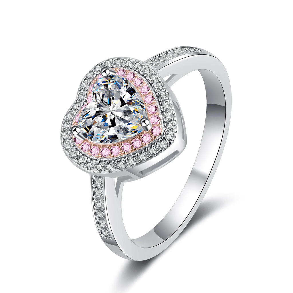 Bague Halo Cœur Promesse En Argent Sterling 925 - Diamant Moissanite 1 Carat 💎