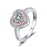Bague Halo Cœur Promesse En Argent Sterling 925 - Diamant Moissanite 1 Carat 💎