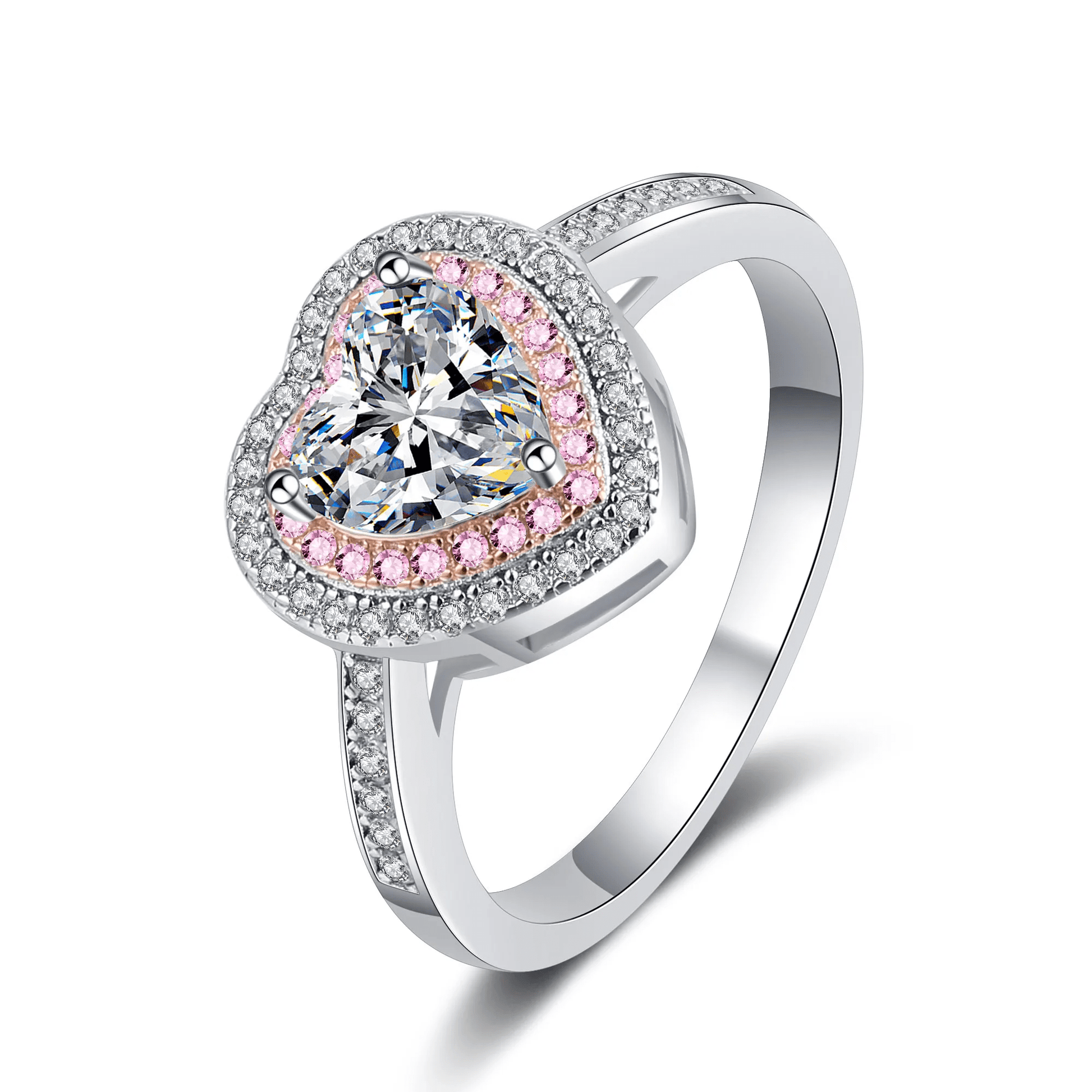 Bague Halo Cœur Promesse En Argent Sterling 925 - Diamant Moissanite 1 Carat 💎