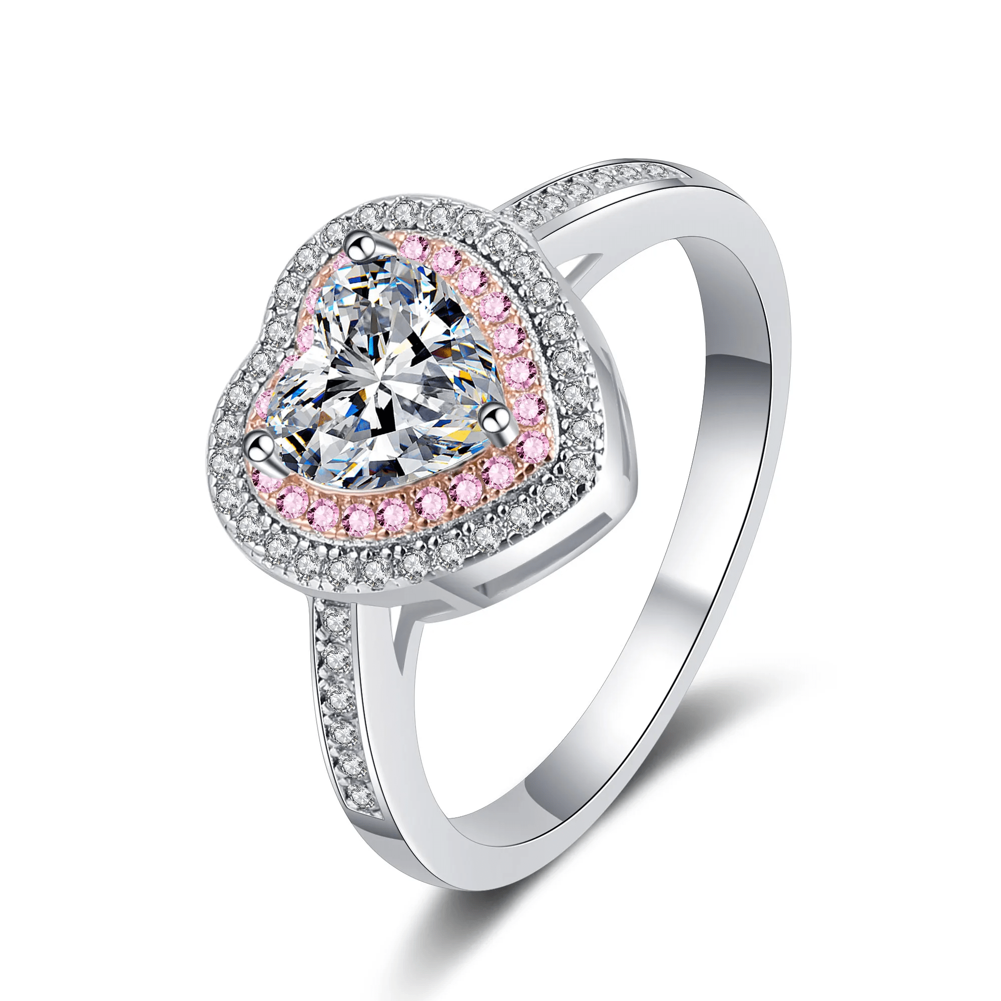Bague Halo Cœur Promesse En Argent Sterling 925 - Diamant Moissanite 1 Carat 💎