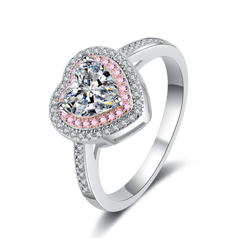 Bague Halo Cœur Promesse En Argent Sterling 925 - Diamant Moissanite 1 Carat 💎