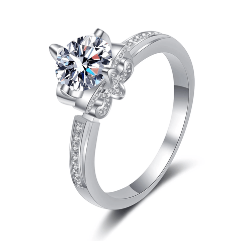Bague Solitaire Douceur Argentée en Argent Sterling 925  - Diamant Moissanite 1 Carat 💎Loriele™