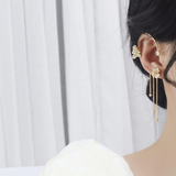 Clips d’oreilles Papillon à fleur pendante 🌺🦋 - Zircone Cubique 💎 x2