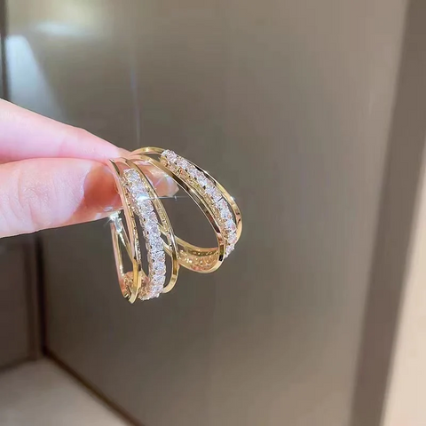 Hoop earrings with rhinestones in Gold or Silver Loriele™