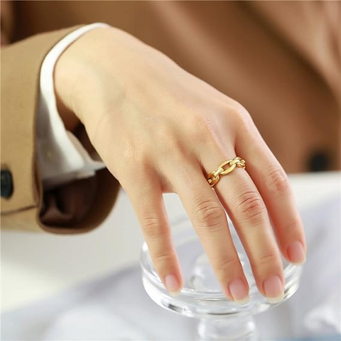 Bague Ajustable en maillons d'ore - LORIELE