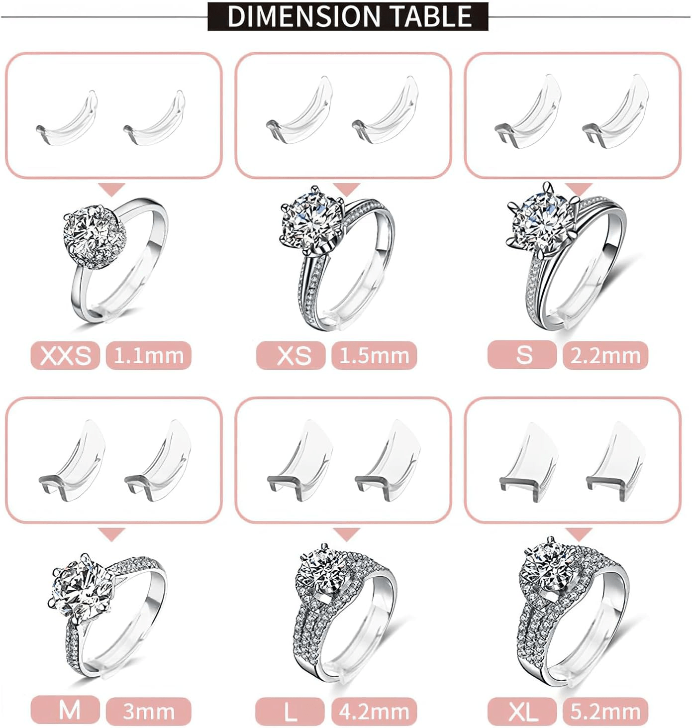 Ajusteurs Invisibles de Taille de Bague 8 Pièces 📏