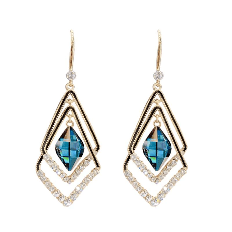Boucles d'oreilles saphir en losange💃 la tendance du moment✨