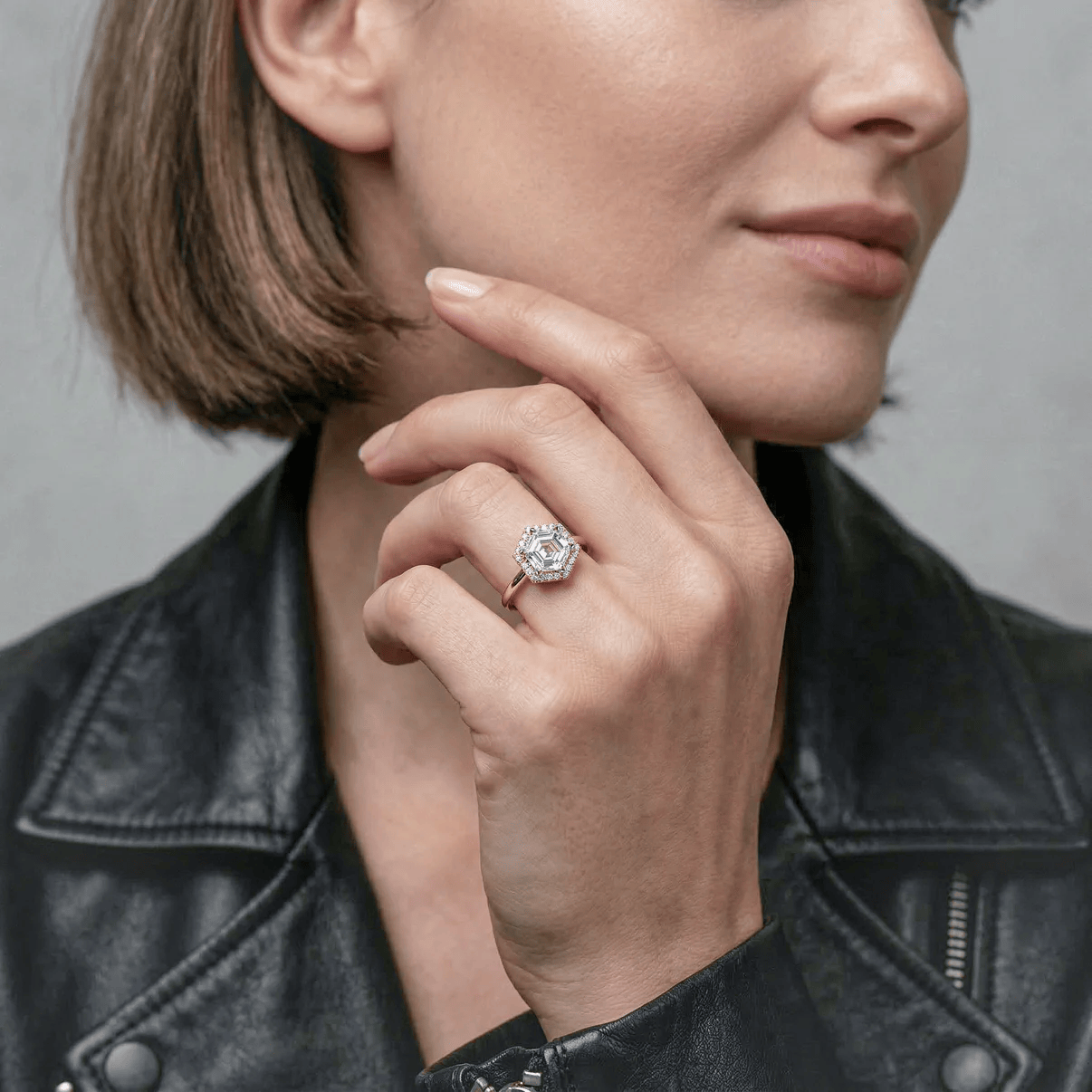 Bague Cristal Hexagonal - Diamant Moissanite💎