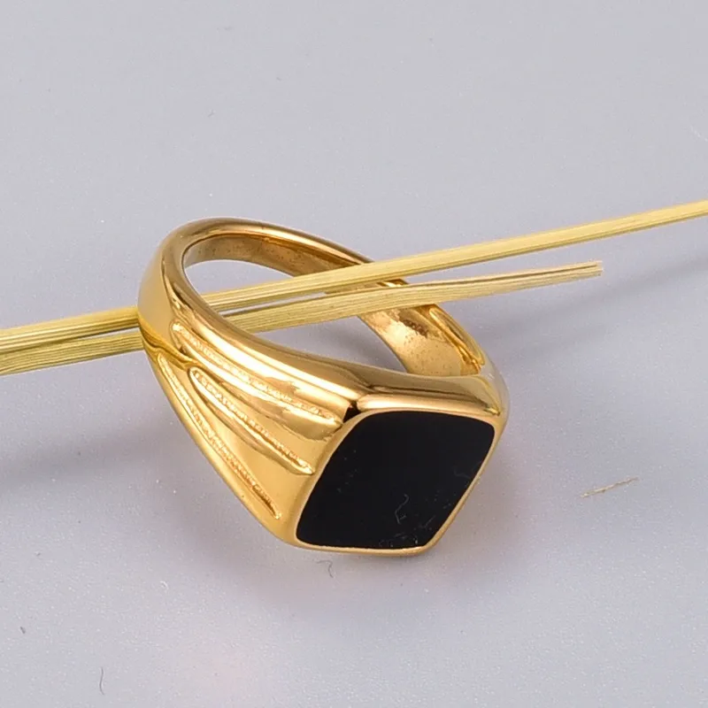 Bague unisexe Plateau noir - Galet d'onix ⬛