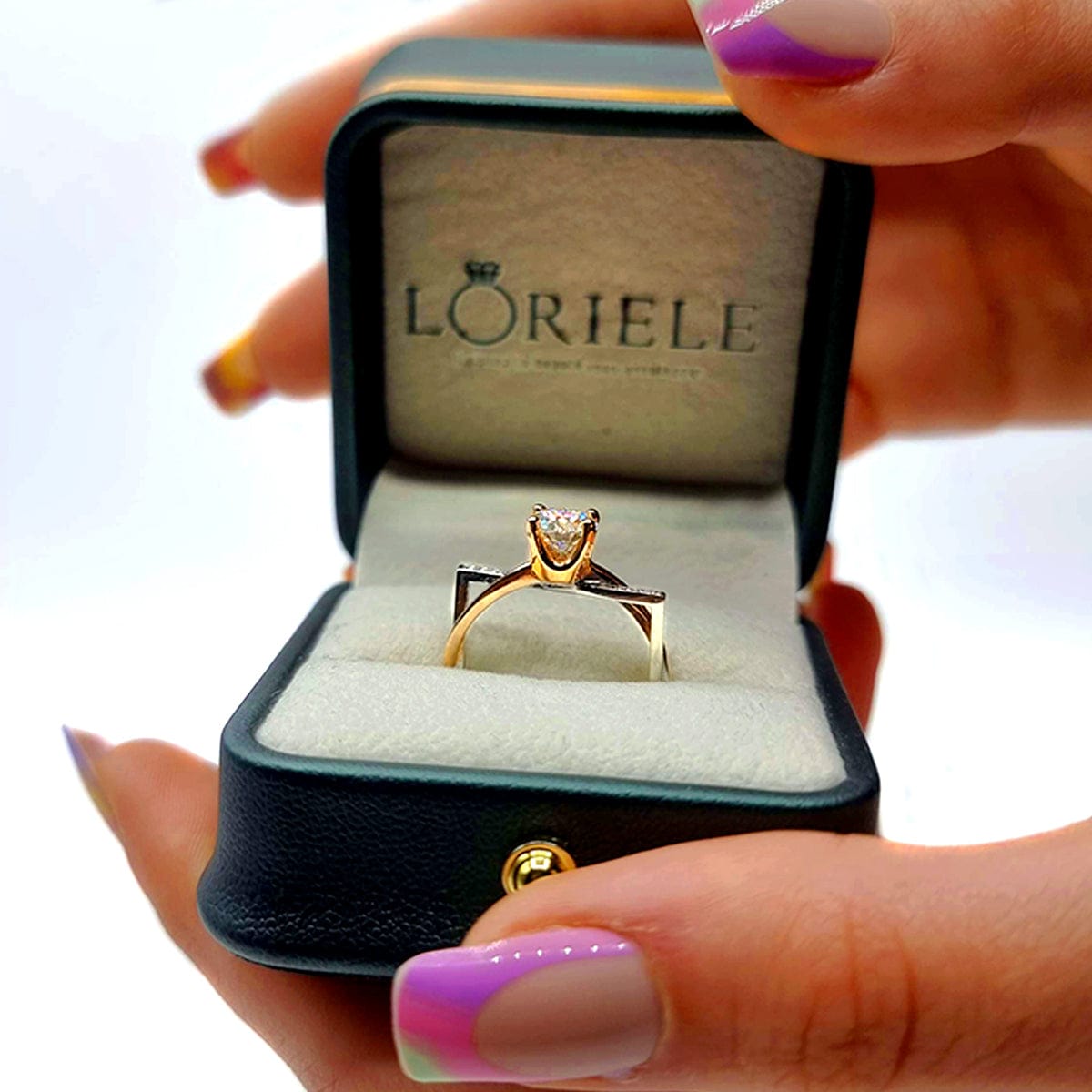 Bague Carrée Prisme d'amour en Argent Sterling 925  - Diamant Moissanite 1 Carat 💎