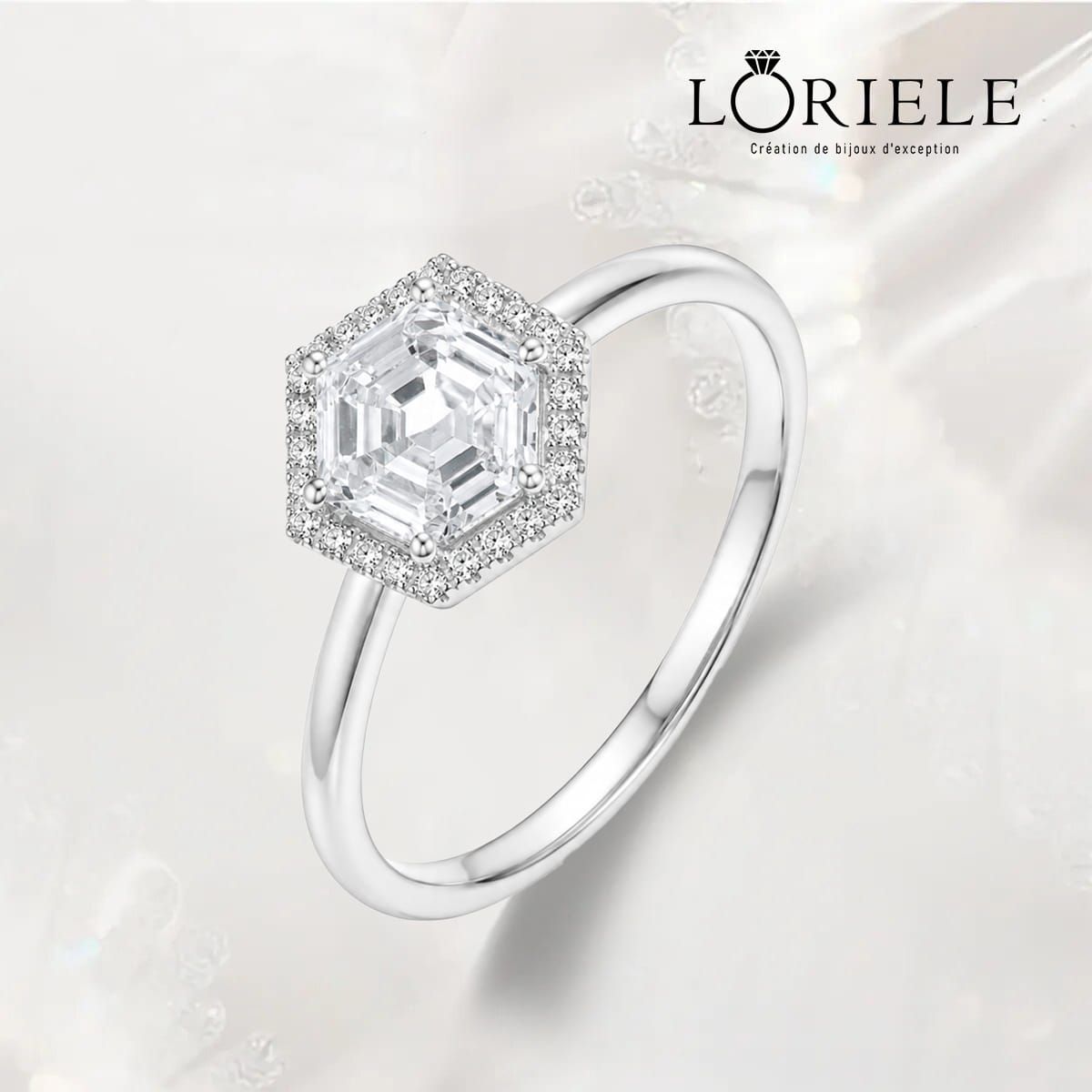 Bague Cristal Hexagonal - Diamant Moissanite💎