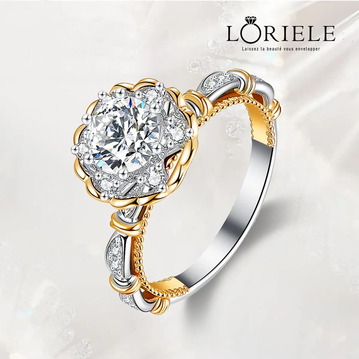 Bague Solitaire Dahlia en Argent Sterling 925 - Diamant Moissanite 1 Carat 💎