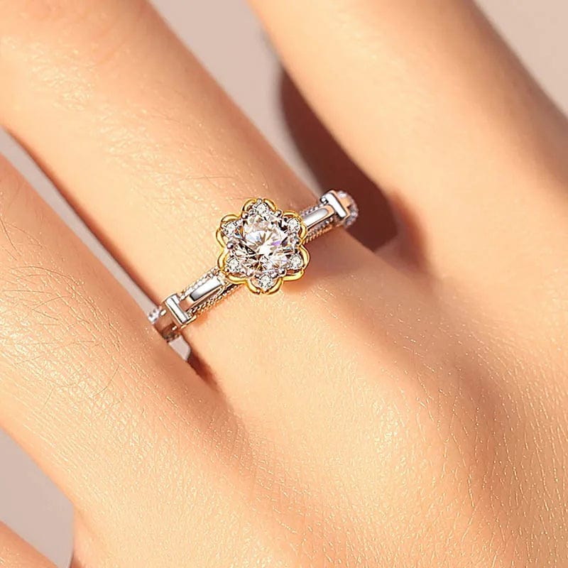 Bague Halo Dahlia Royale en Argent Sterling 925  - Diamant Moissanite 1 Carat 💎