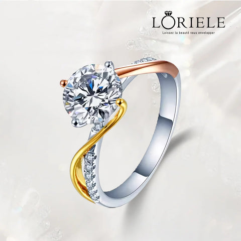 Bague Solitaire Étreinte d'Hélia Argent, Or & Or Rose - Diamant Moissanite 1 Carat 💎