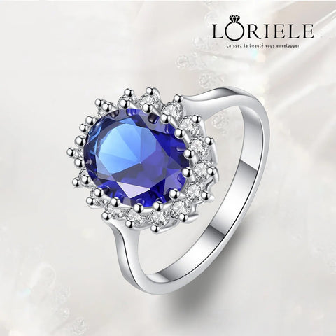 LORIELE™ - Bague entourage Lady Diana En Argent Sterling 925 - Diamant Moissanite Bleu 1 Carat 💎