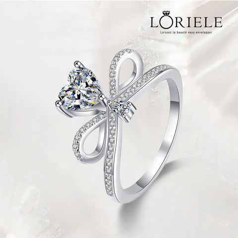 Bague Bow Étreinte d'Amour en Argent Sterling 925 - Diamant Moissanite 1 Carat 💎