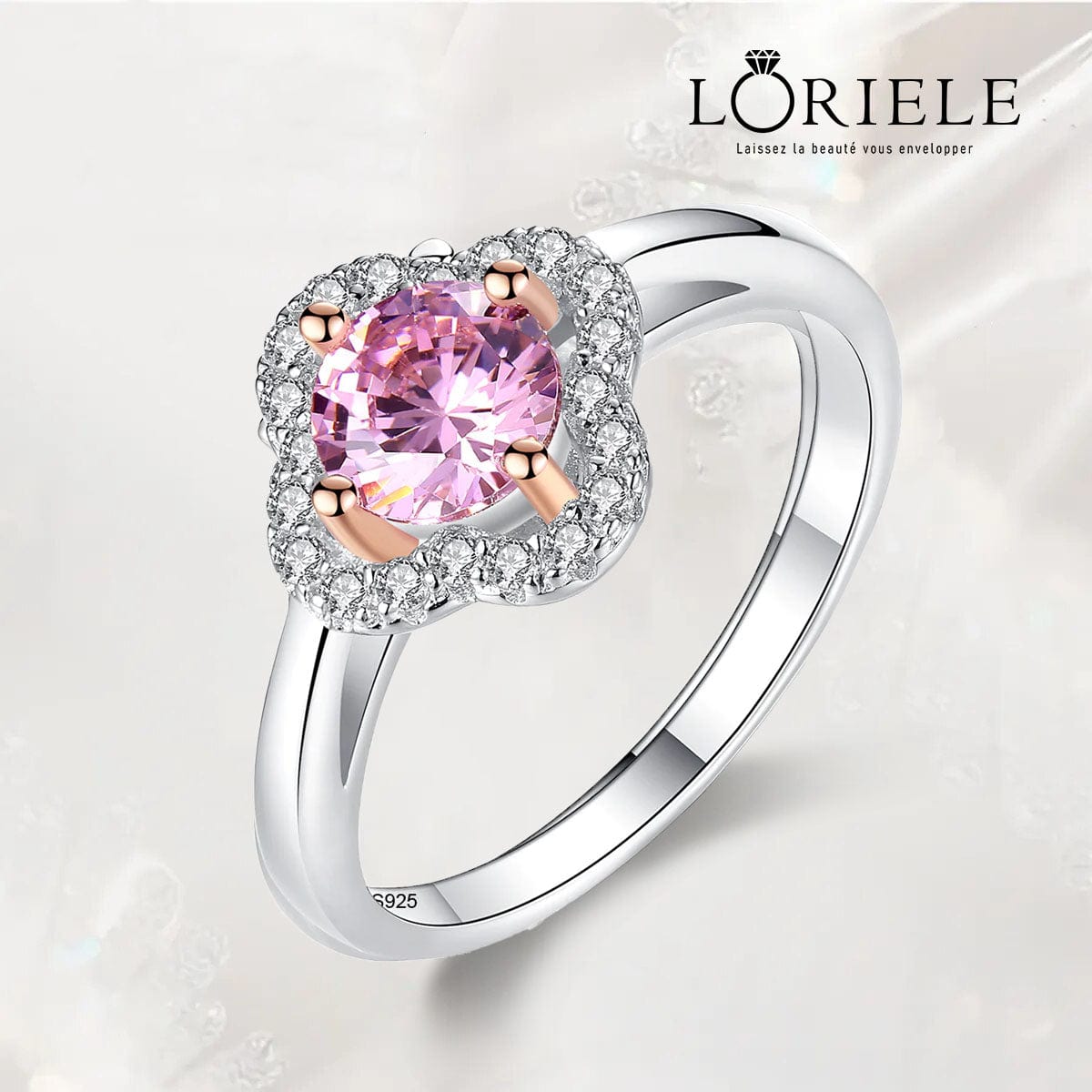 Bague Halo Rosée de l'Aube En Argent Sterling 925 - Diamant Moissanite 1 Carat 💎
