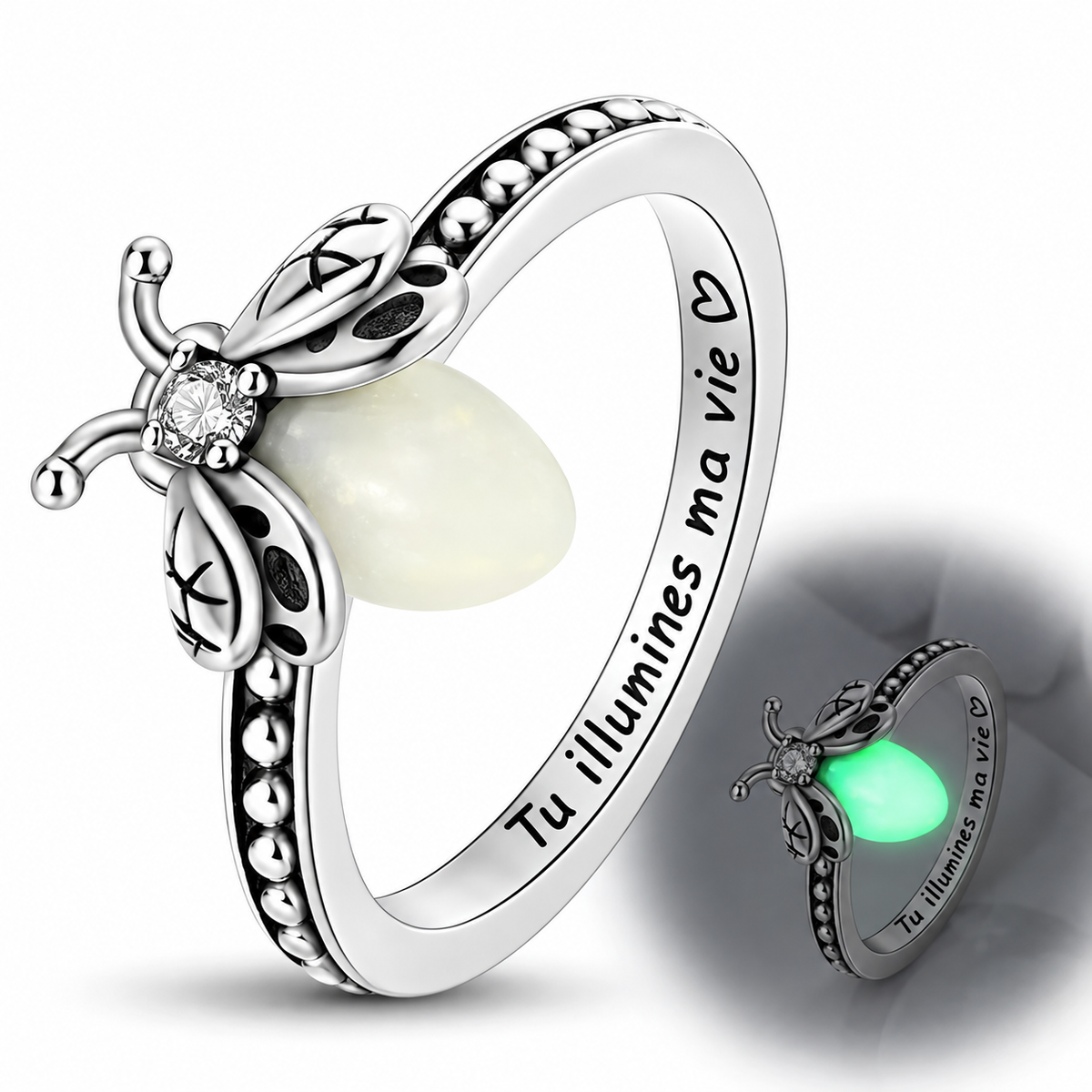 Bague de promesse Luciole « La Princesse et la Grenouille »
