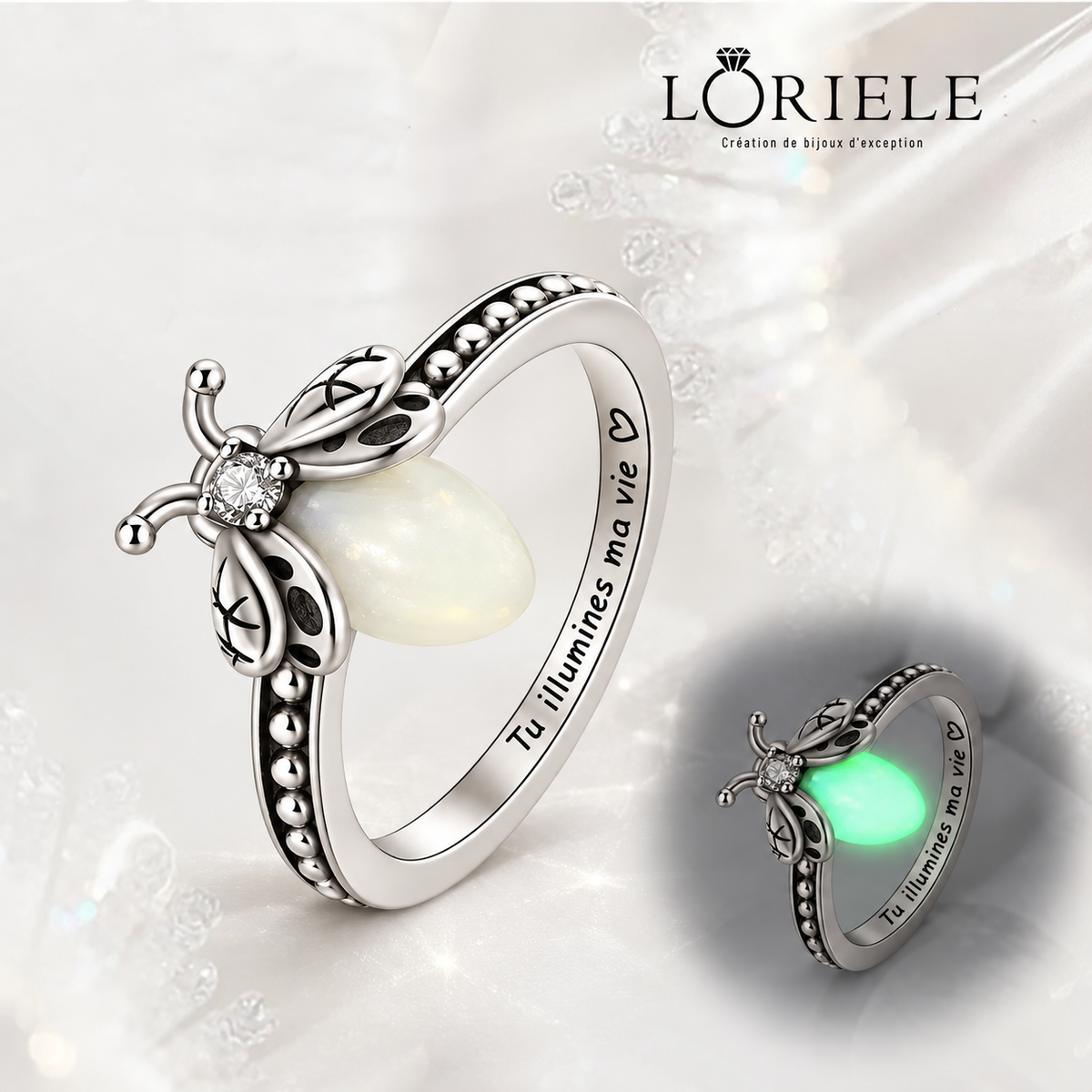 Bague de promesse Luciole « La Princesse et la Grenouille »