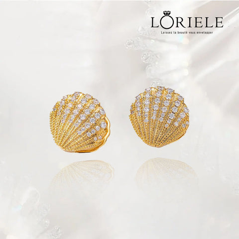 Boucles d'Oreilles Coquillage Marin Plaqué Or 18 Carats🐚