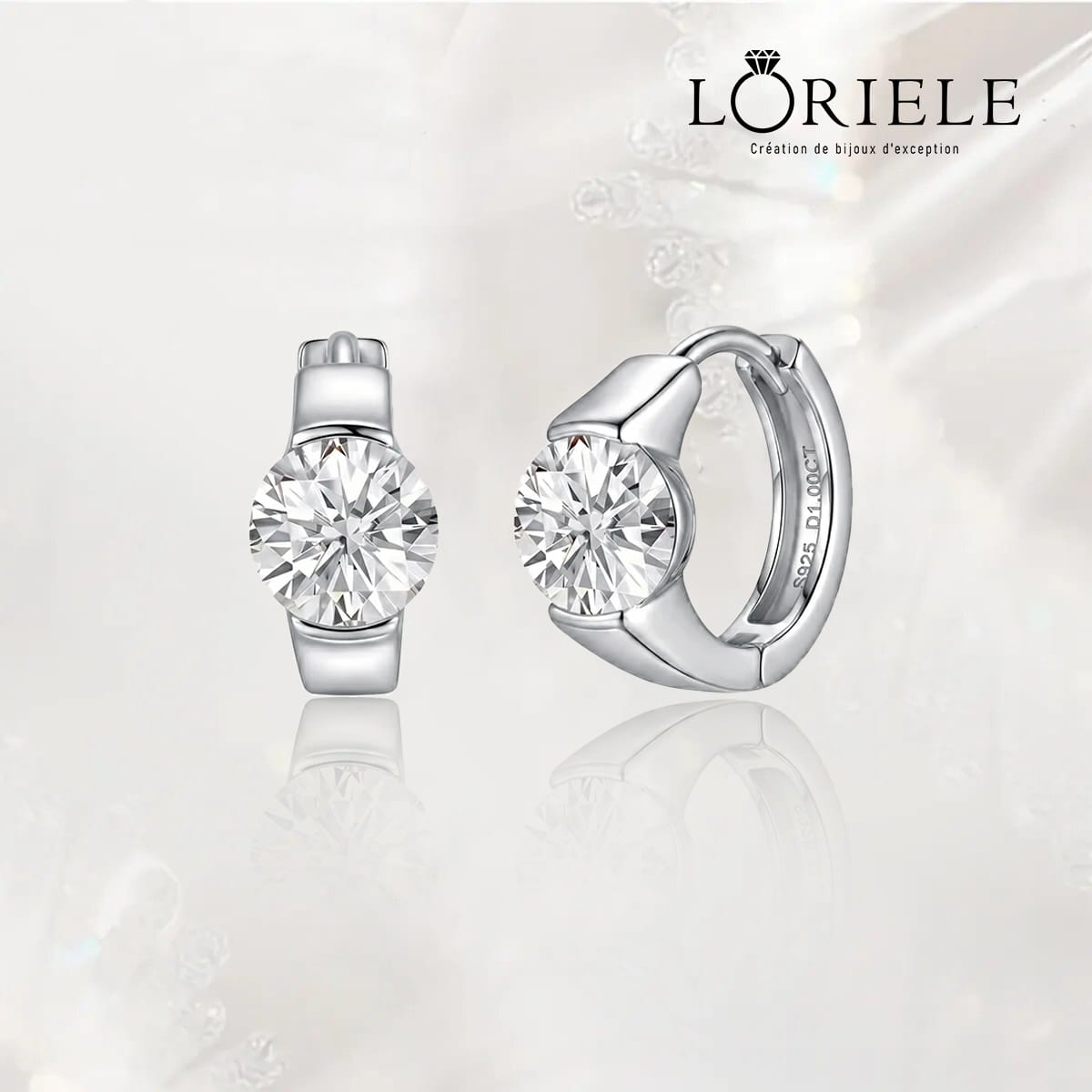 Boucles d'oreilles Créoles à Solitaire- Diamant Moissanite💎