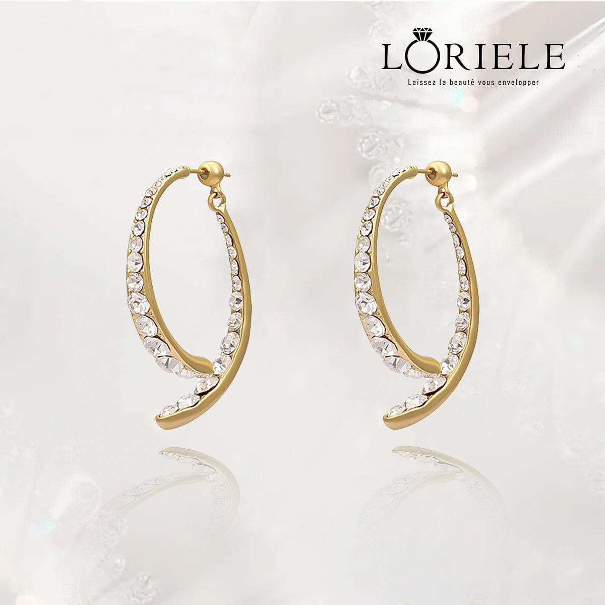 Boucles d'oreilles Incurvées à Strass Plaqué Or - Diamant Moissanite 1 Carat 💎