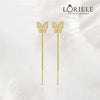 Boucles d'oreilles Papillon pendante Plaqué Or 18cts ou Argent Loriele™