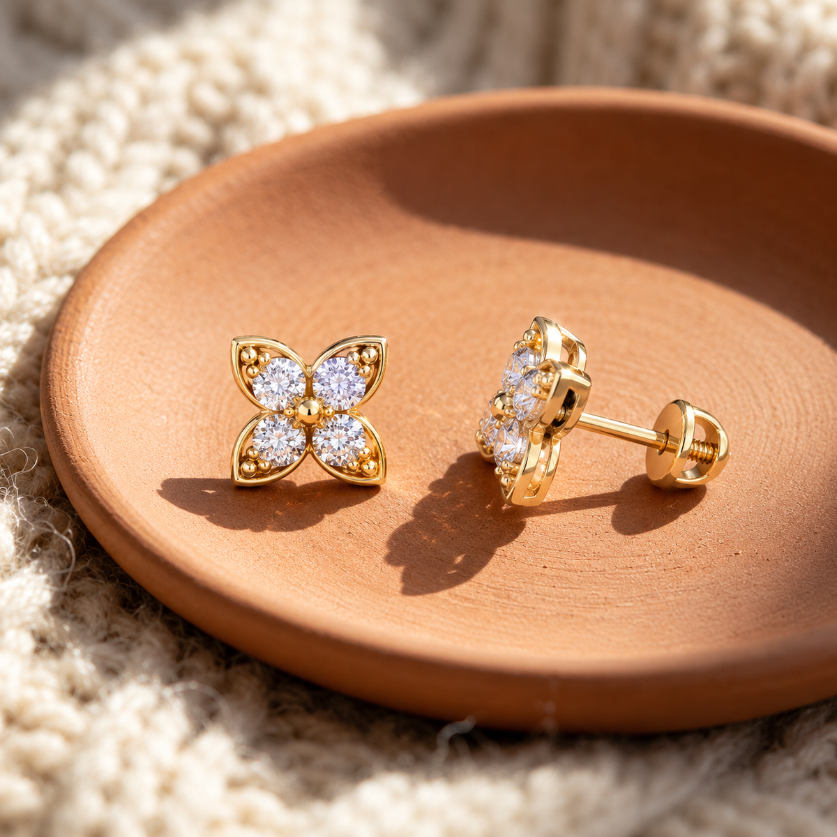 Boucles d'oreilles Lys d’Or - Diamant Moissanite 💎