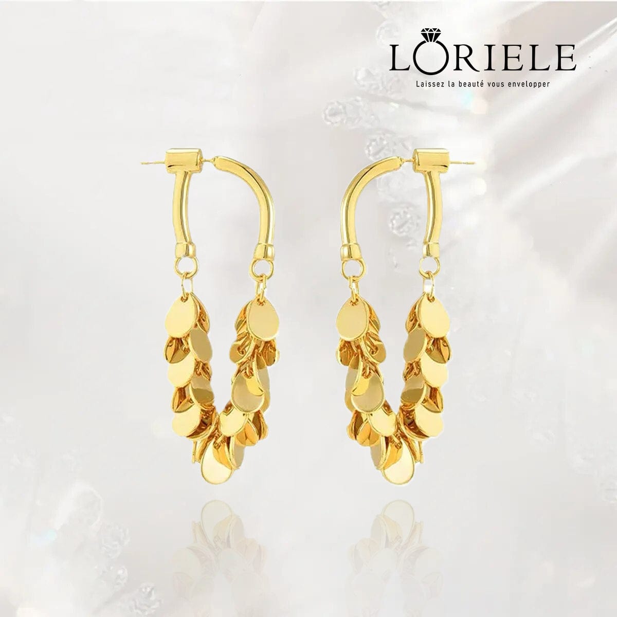 Boucles d'oreilles à pampilles à sequins Plaqué Or 18 Carats où Argent Sterling 925